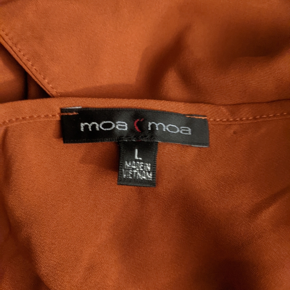 Moa Moa Rust Cold Shoulder Ruffled Spaghetti Stra… - image 2